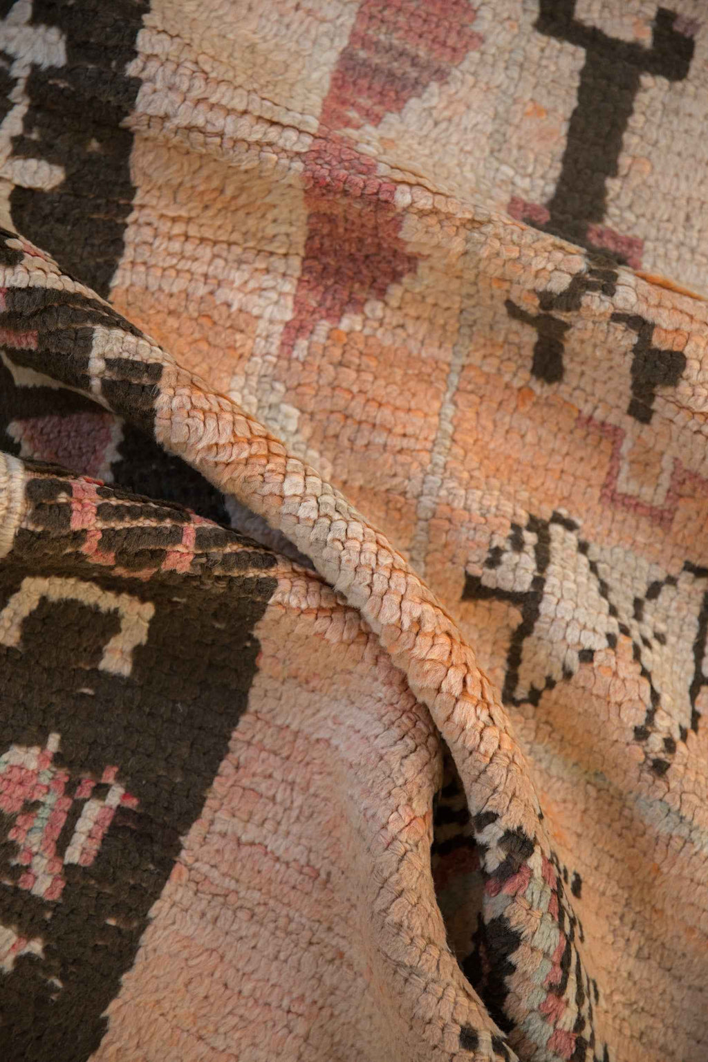 Vintage Moroccan Carpet 5 ft 4 in x 6 ft 4 in Hand-Knotted Mid-Century Design