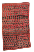 Vintage Moroccan Hand-Knotted Carpet, 5'10" x 9'7", 1970s, Triangle Mountain Inspired Design