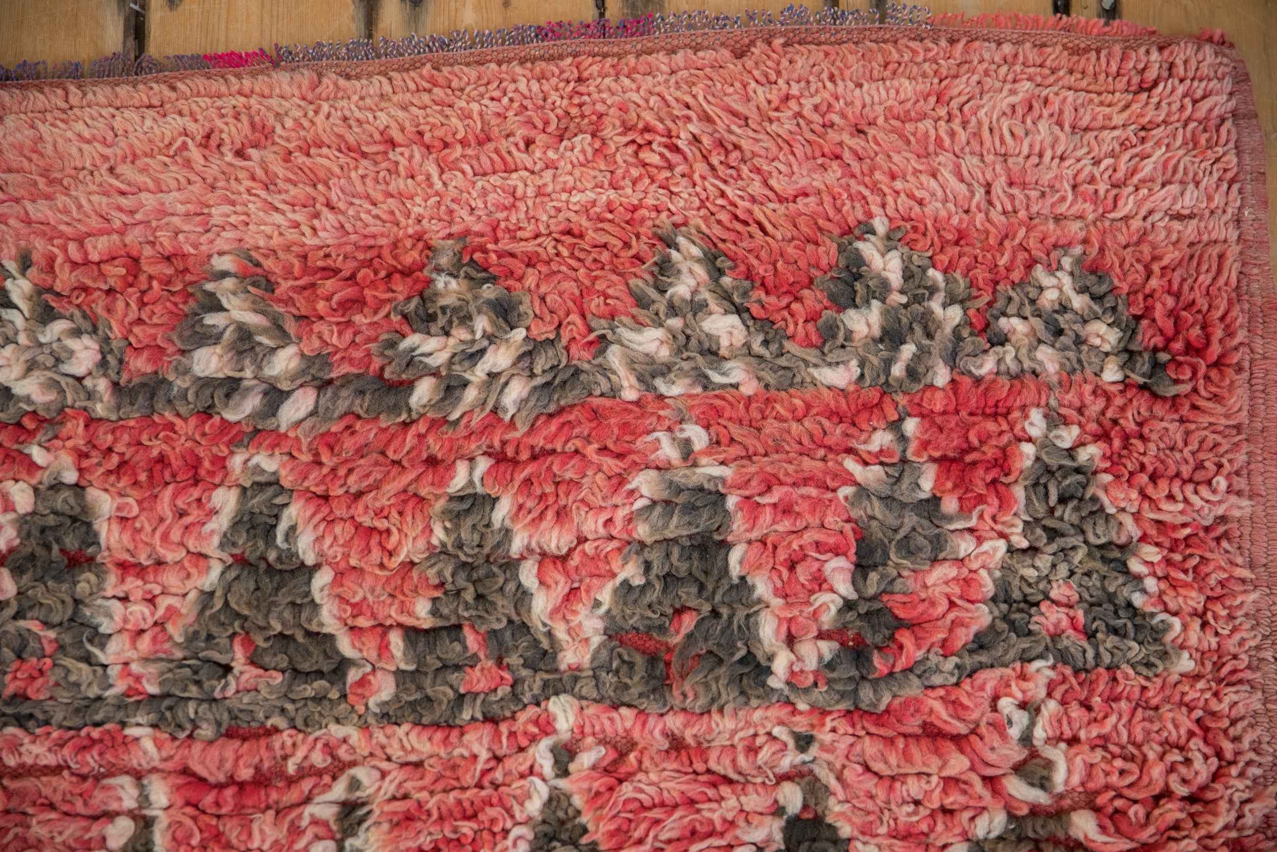 Vintage Moroccan Hand-Knotted Carpet, 5'10" x 9'7", 1970s, Triangle Mountain Inspired Design