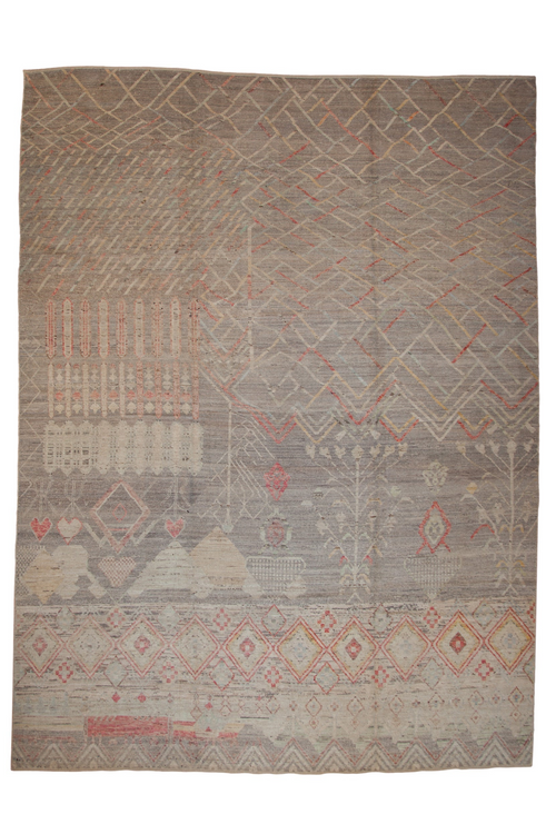 10 by 14 Feet Hand-Knotted Pakistani Moroccan-Style Rug