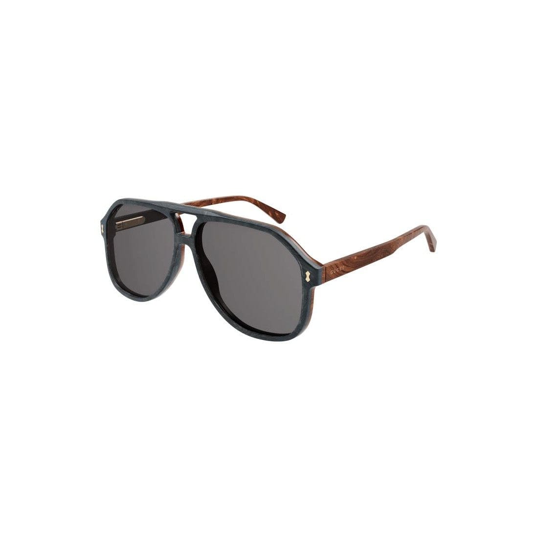 Gucci GG1042S Navigator Sunglasses — navigator sunglasses with dark frame and grey lenses, front view