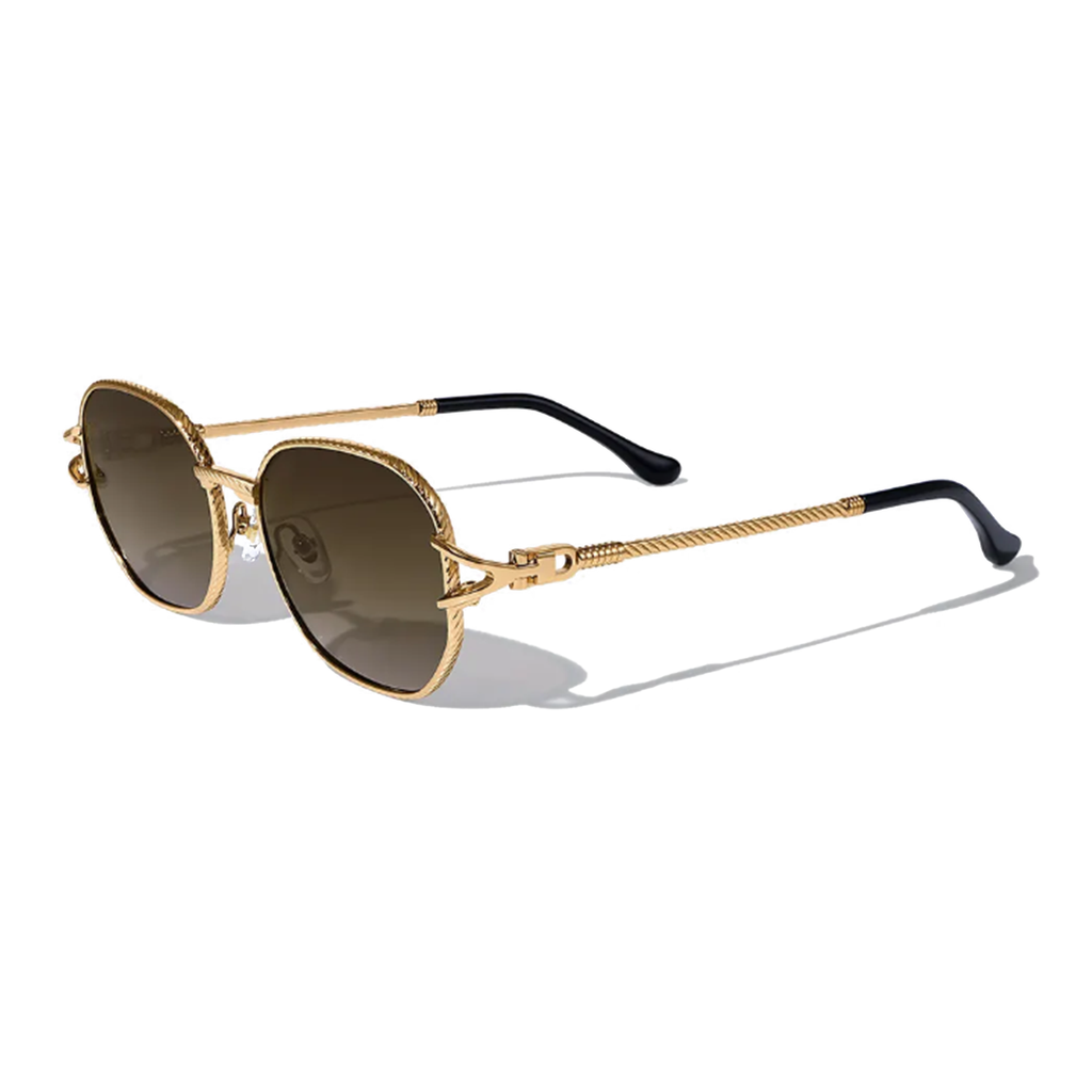 Jean Brun Brown Metal Frame Sunglasses – UV400, Anti‑Shatter Nylon Lenses, Unisex Luxury