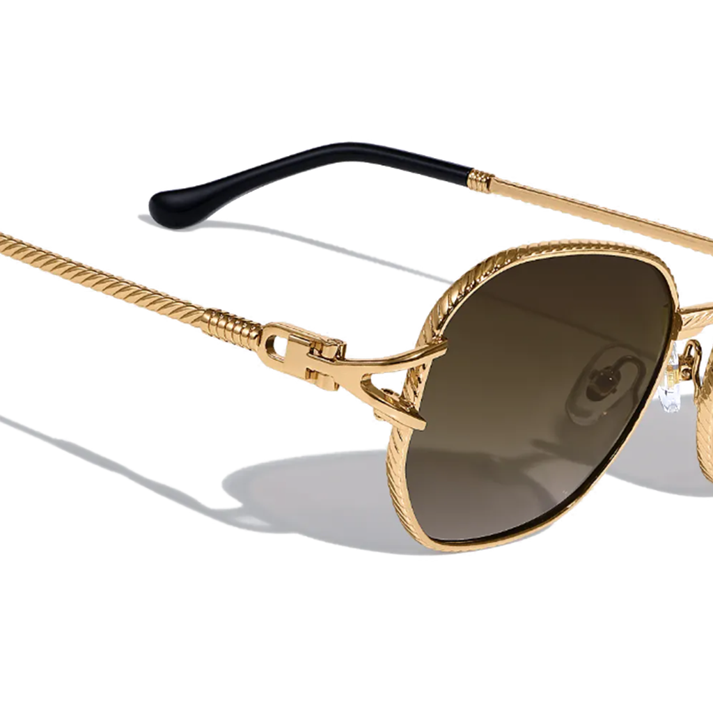 Jean Brun Brown Metal Frame Sunglasses – UV400, Anti‑Shatter Nylon Lenses, Unisex Luxury