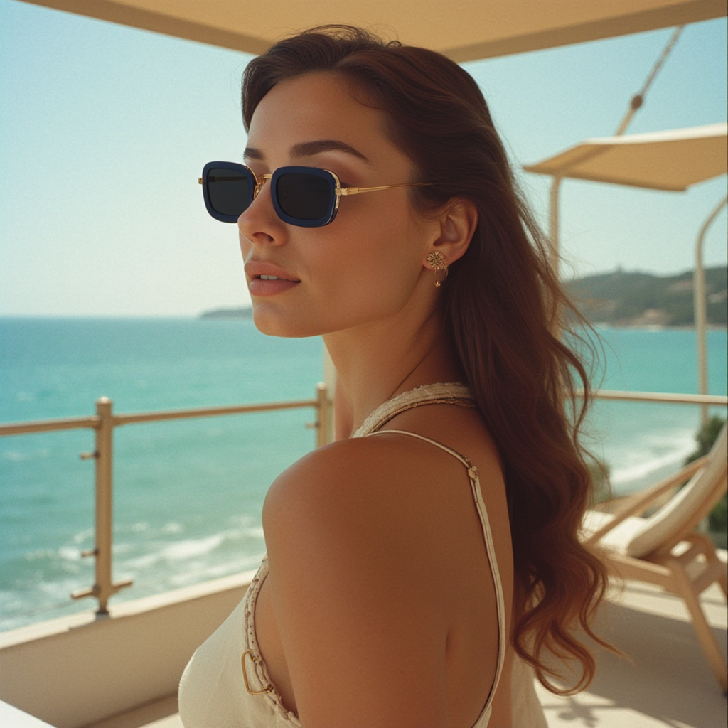 Cerise Metal & Acetate Half-Frame Sunglasses with UV400 Anti-Shatter Nylon Lenses – White and Silver High-Fashion Unisex Shades