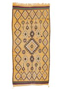 Vintage Moroccan Rug Runner 4 ft 11 in x 10 ft 9 in – Hand-Knotted 1970s Diamond Medallion Design