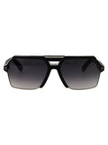 Philipp Plein SPP147M Navigator Sunglasses — black navigator sunglasses with gradient lenses, front view