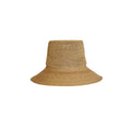 Packable Woven Straw Bucket Hat in tan — front view
