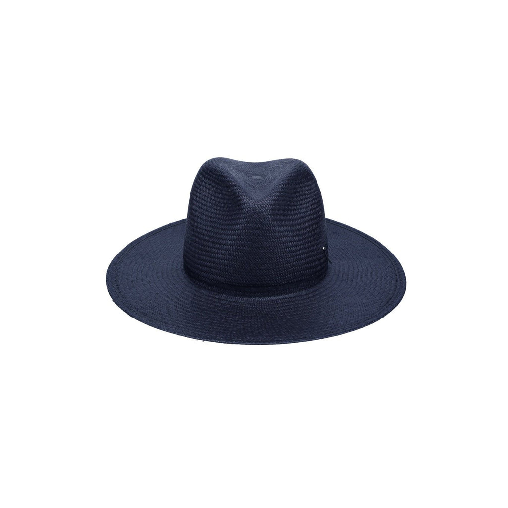 Liza Packable Straw Hat in navy — front view