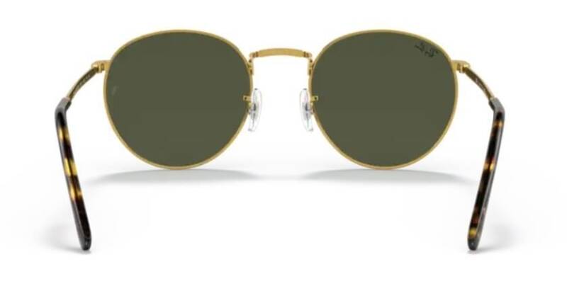 Ray-Ban 0RB363791963150 Unisex Round Metal Sunglasses Gold — side view showing the temple