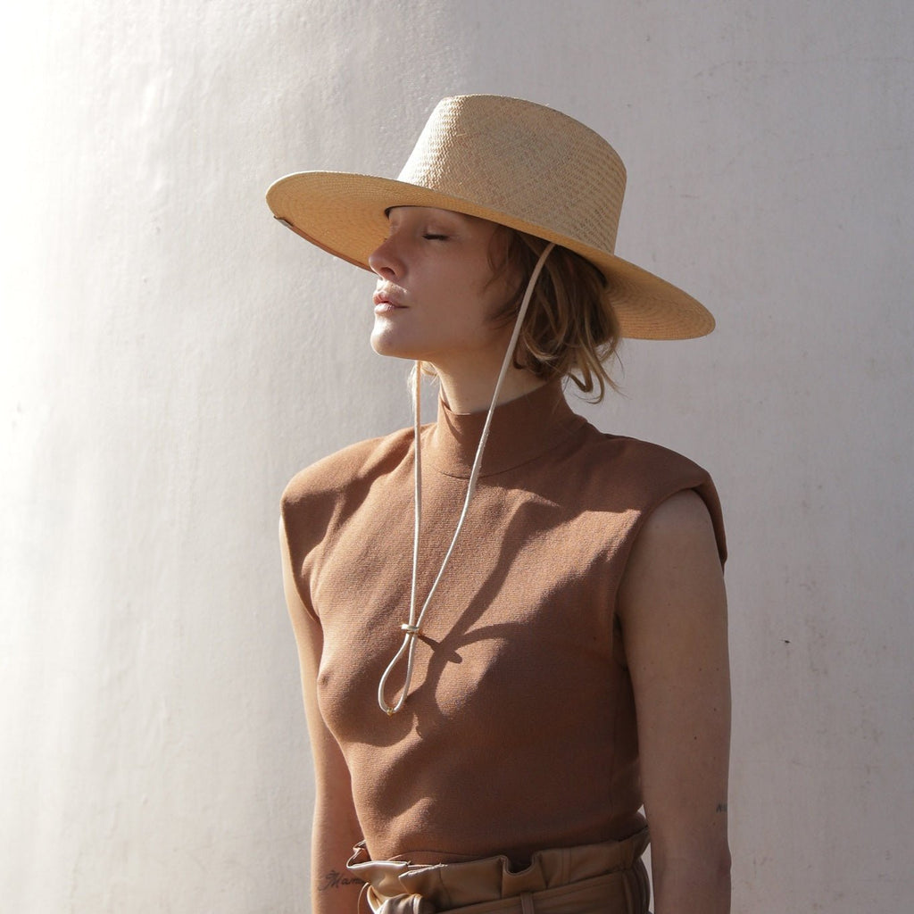 Toquilla Straw Panama Sun Hat with Chin Cord