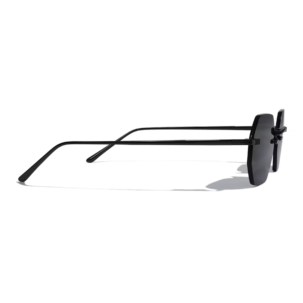 Vonne Daybreaker Hexagon Rimless Sunglasses – Black Anti‑Shatter UV400 Nylon Lenses for Men and Women